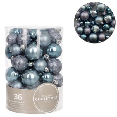 Kerstballen shatterproof blauw/grijs 36 stuks | 36 stuks