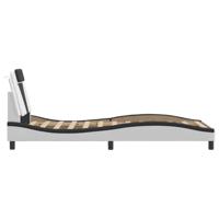 Bedframe "Viana" zonder matras kunstleer wit en zwart 80x200 cm - thumbnail