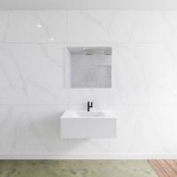 Badkamermeubelset Mondiaz LAGOM 80 cm Gecentreerde Waskom Solid Surface Met 1 Kraangat Mat Wit (1 lade) - thumbnail