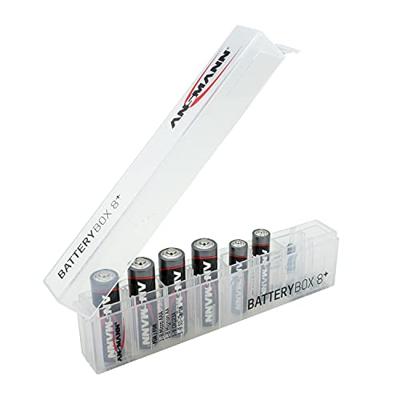 ANSMANN Premium accubox voor 4 Mignon AA of Micro AAA batterijen en batterijen – bewaardoos ter bescherming en transport, 8-delige accubox., 1 Stuk, transparant
