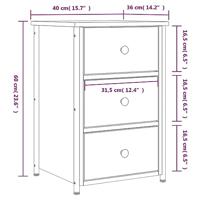 Nachtkastjes 2 st 40x36x60 cm bewerkt hout zwart - thumbnail