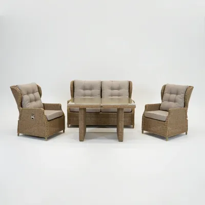 Vita Ibiza loungeset half dining verstelbaar 4-delig wicker