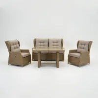 Vita Ibiza loungeset half dining verstelbaar 4-delig wicker - thumbnail