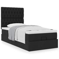 Ottoman bed met matras 90x190cm stof zwart - thumbnail