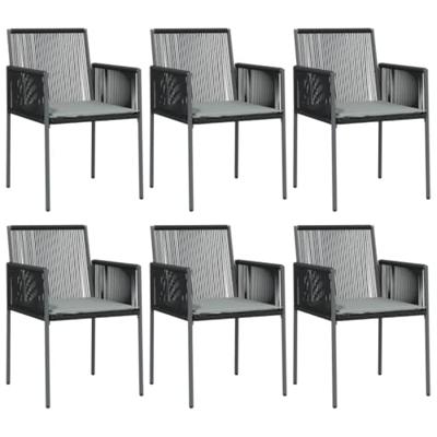 7-delige Tuinset met kussens poly rattan en staal zwart