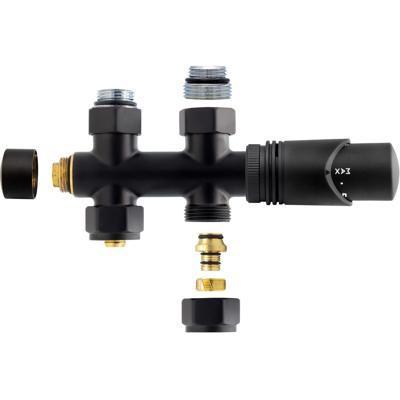 Thermostatische Radiator Aansluitset Zwart Recht M30x16/2 Middenaansluiting