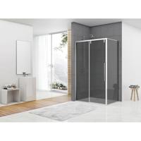 Van Rijn Products ST06 Softclose schuifdeur - 138.5x200cm - rookglas - dikte 8mm - tbv hoekcabine - incl. greep - chroom ST06350140GR - thumbnail