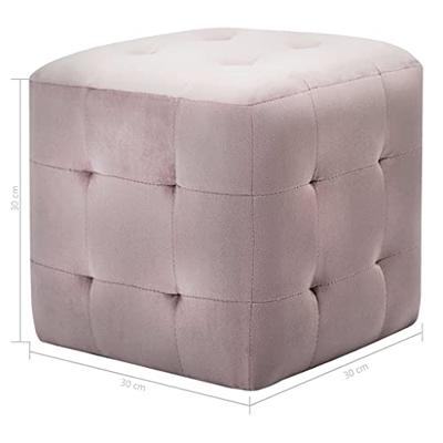 Poef 2 st 30x30x30 cm fluweel roze