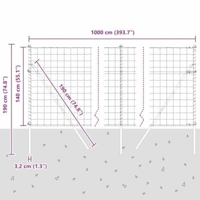 VidaXL Hek met paal zilver 1,4 x 10 m staal en pvc VidaXL Hek met paal zilver 1,4 x 10 m staal en pvc