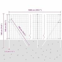 VidaXL Hek met paal zilver 1,4 x 10 m staal en pvc - thumbnail