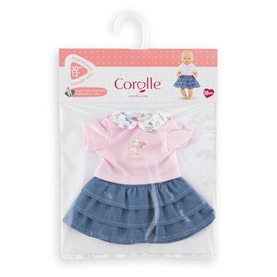 Corolle rok met ruches en t-shirt voor babypop, 30cm.