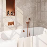 Brauer Copper Edition Thermostatische Inbouw Badkraan Drukknoppen - Badvulcombinatie - Staaf - Doucheslang - Wandaansluitbocht - Handdouche - Koper Geborsteld Pvd - thumbnail
