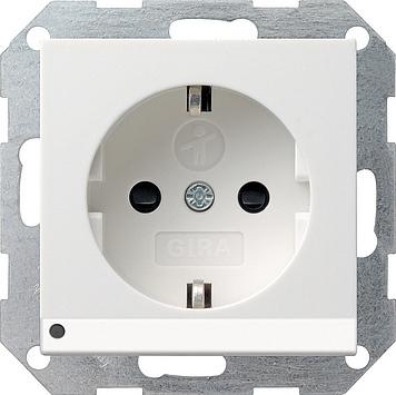 Gira stopcontact met witte LED verlichting kinderveilig zuiver wit glanzend 417003