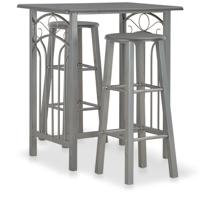 3-delige Barset hout en staal antraciet - thumbnail