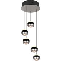 LED Hanglamp - Trio Select Orbit - 5 Lichtpunten van 8 Watt - Rond - Dimbaar - Aanpasbare Lichtkleur - Hoogte Aanpasbaar zonder Contragewicht - Mat Nikkel - Metaal - thumbnail