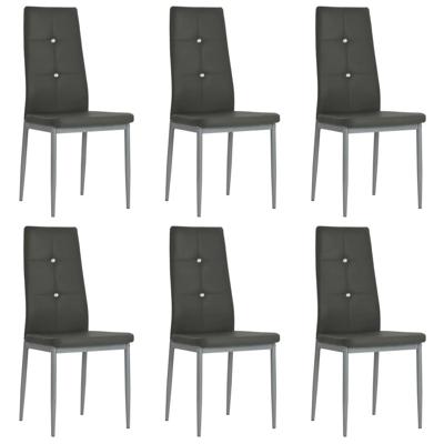 Eetkamerstoelen 6 st kunstleer grijs