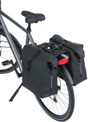 Basil soho dubbele fietstas nordlicht - waterdicht, pu, rolltopsluiting, geschikt voor mik, 41 ltr, night zwart