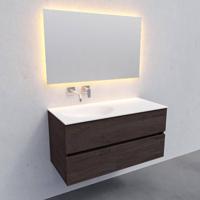 Badkamermeubel Solid Surface BWS Stockholm 100x46 cm Links Wood Dark Brown (0 kraangaten) - thumbnail