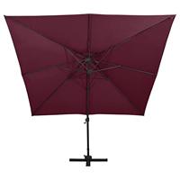 VidaXL Zweefparasol met dubbel dak 300x300 cm bordeauxrood - thumbnail