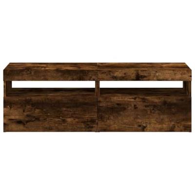 Tv-meubels 2 st met LED-verlichting 60x35x40 cm gerookt eiken