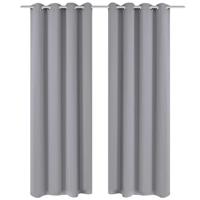 Gordijnen met metalen ringen verduisterend 135x175 grijs 2 st - thumbnail