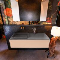 Badkamermeubelset Mondiaz Erin 120 cm met 1 Lade met RIDGE Wastafel Links Dark grey Zonder Kraangaten Greeploos Mat Rosee - thumbnail