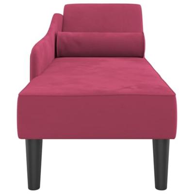 Chaise longue met kussens fluweel wijnrood