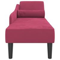 Chaise longue met kussens fluweel wijnrood - thumbnail