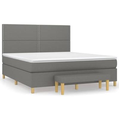 Boxspring met matras stof donkergrijs 180x200 cm