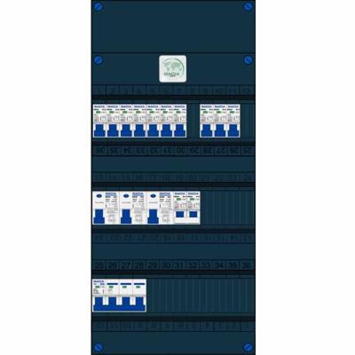 GACIA groepenkast 10 groepen 230v kookgroep 2x230V 3 fase 400V met 3 aardlekschakelaars