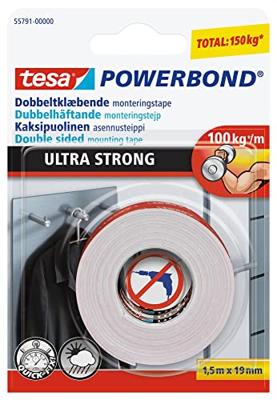 tesa ULTRA STRONG 55791-00001-00 Montagetape tesa Powerbond Wit (l x b) 1.5 m x 19 mm 1 stuk(s)