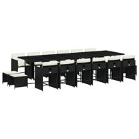 17-delige Tuinset met kussens poly rattan zwart - thumbnail
