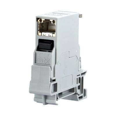 BTR-netwerkdoos voor DIN-railmontage CAT 6 insteekrichting 90° RAL 7035 BTR-netwerkdoos voor DIN-railmontage CAT 6 insteekrichting 90° RAL 7035