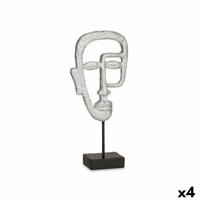 Decoratieve figuren Gezicht Zilverkleurig 19,5 x 38 x 10,5 cm (4 Stuks) - thumbnail