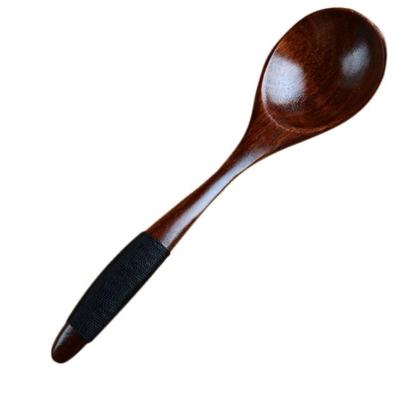 10 stuks Eco houten lepel bestek keuken soep koffie roeren lepels koken gebruiksvoorwerp koffie thee mengen lepels (ronde mond Tip lepel zwart S011h)