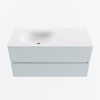 MONDIAZ VICA 100cm badmeubel onderkast Clay 2 lades. Wastafel MOON links 1 kraangat, kleur Talc. - thumbnail