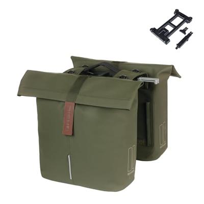 Basil Dubbele fietstas city mik 28 - 32 liter - moss green