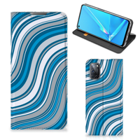 OPPO A52 | A72 Hoesje met Magneet Waves Blue - thumbnail