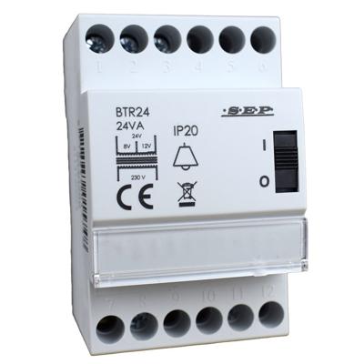 SEP BTR-24 beltrafo 8-12-24V 24VA met schakelaar voor Nest Hello, Ring standaard deurbel systemen