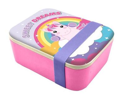 Sweet Dreams broodtrommel eenhoorn 14 x 18 cm bamboe roze Sweet Dreams broodtrommel eenhoorn 14 x 18 cm bamboe roze
