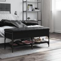 Schoenenbank 102x42x45 cm bewerkt hout zwart - thumbnail