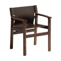 Kave Home Jan eetkamerstoel leder Donkerbruin essenhout - thumbnail