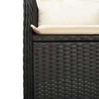 7-delige Bistroset met kussens poly rattan zwart - thumbnail