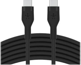 Belkin BoostCharge Flex siliconen USB Type C/C-kabel, USB-IF-gecertificeerde PD-snellaadkabel voor iPhone 16, iPhone 15 Plus/Pro/Pro Max, Samsung Galaxy S24, Pixel, iPad, Nintendo Switch, 3 m , zwart