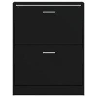 Schoenenkast 59x17x81 cm bewerkt hout zwart - thumbnail