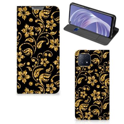 OPPO A73 5G Smart Cover Gouden Bloemen OPPO A73 5G Smart Cover Gouden Bloemen