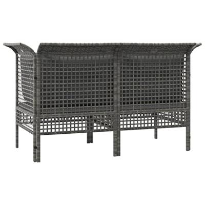 Tuinhoekbanken met kussens 2 st poly rattan grijs - thumbnail