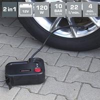 Dino KRAFTPAKET Compressor 10.3 bar 12V-adapter voor kabelgebruik, Digitaal display, Snoeropbergruimte / opname, Met werklamp - thumbnail