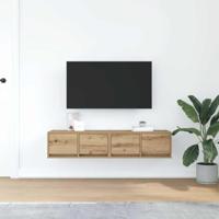 Tv-meubelen 2 st 60x31x25,5 cm bewerkt hout artisanaal eiken - thumbnail