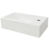 VidaXL Wastafel met kraangat rechthoekig wit 46x25,5x12 cm keramiek - thumbnail